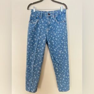 OLD NAVY Girls Hi-Rise OG Straight Ankle Pants 18 Jeans Blue Floral Cotton NWOT